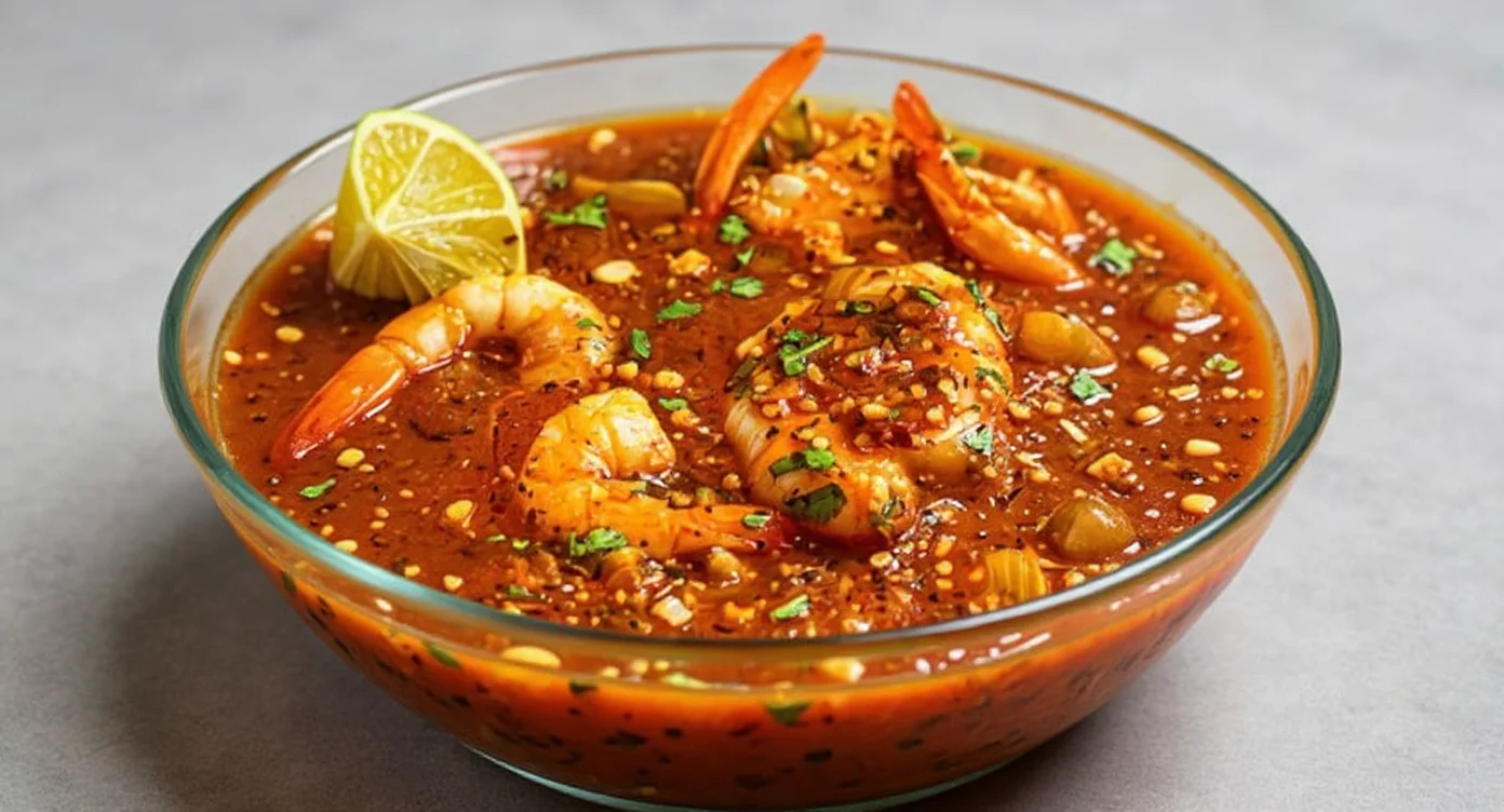 Seafood boil sauce recipe with shrimp in a spicy garlic butter sauce.