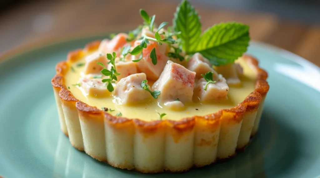 crab custard tart plated crab custard tart showcasing Delicious Crab Brulee Recipe Easy Seafood Dessert