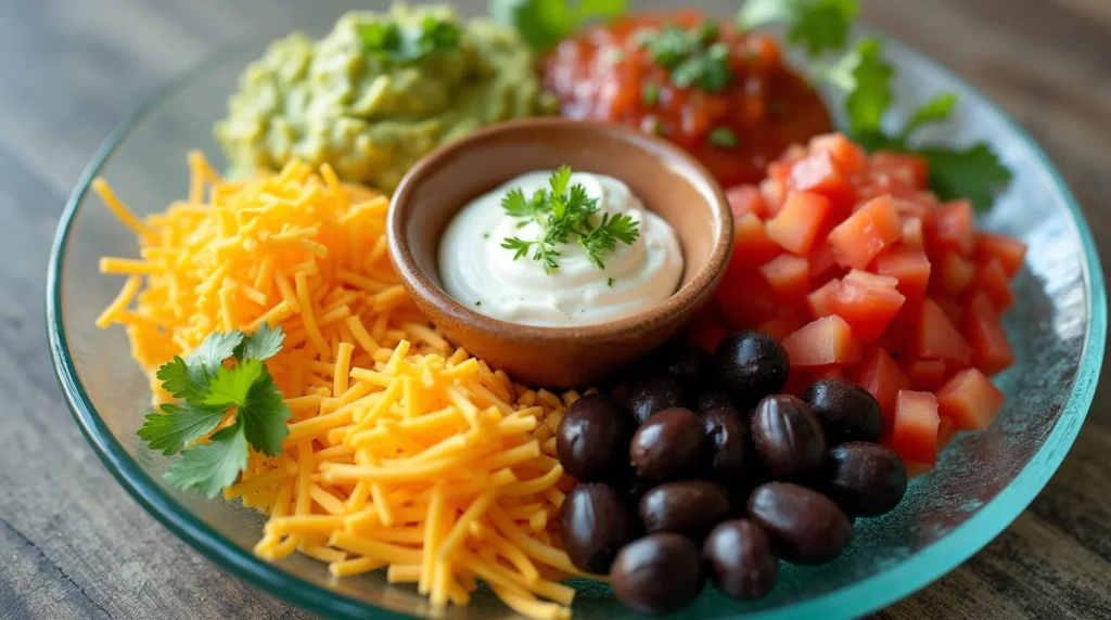 vibrant arrangement of taco dip ingredients Irresistible Layered Taco Dip Recipe Ready in 15 Minutes