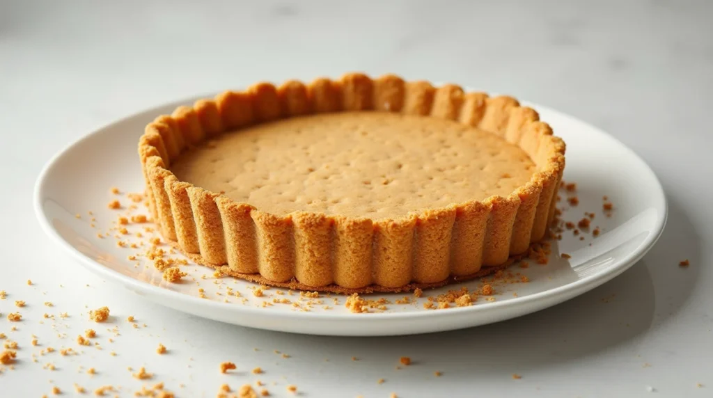 arranged graham cracker crust for Pecan Pie Cheesecake