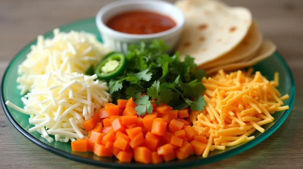 ingredients for making cheesy quesadillas