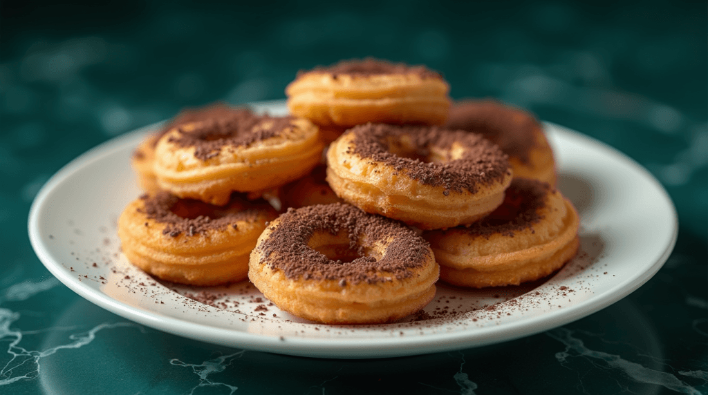 Mexican churro cookies with cocoa dusting on a white plate