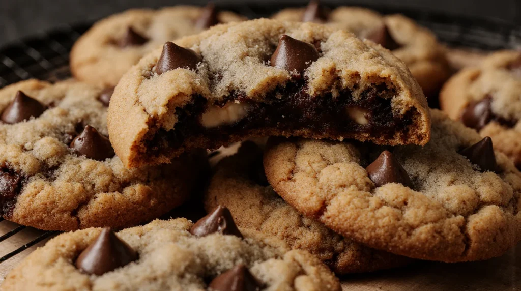 chewy chocolate chip cookie Best Chewy Chocolate Chip Cookie Recipe with soft, gooey center and chocolate morsels on top of freshly baked cookies.