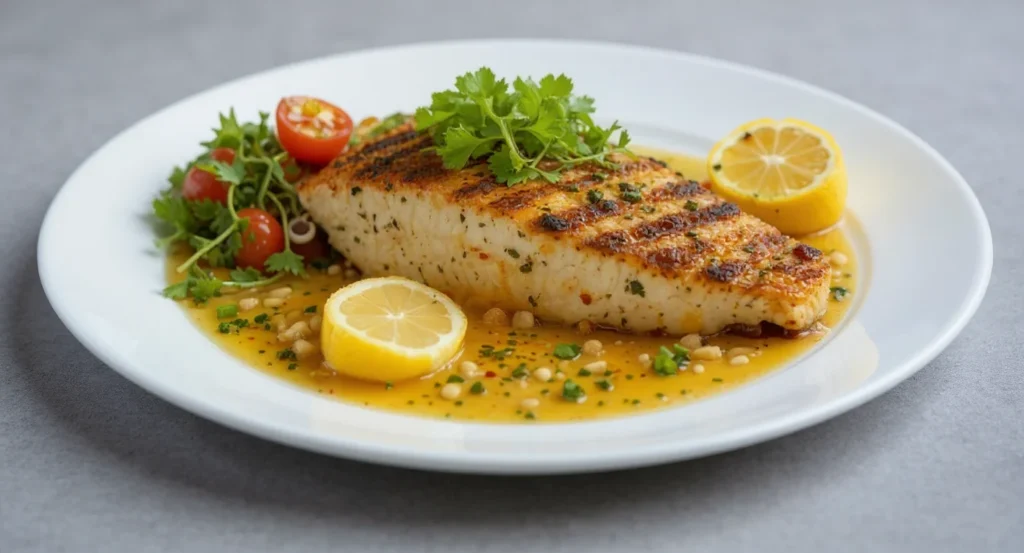 Easy Grilled Mahi Mahi Recipe with lemon butter sauce and fresh herbs