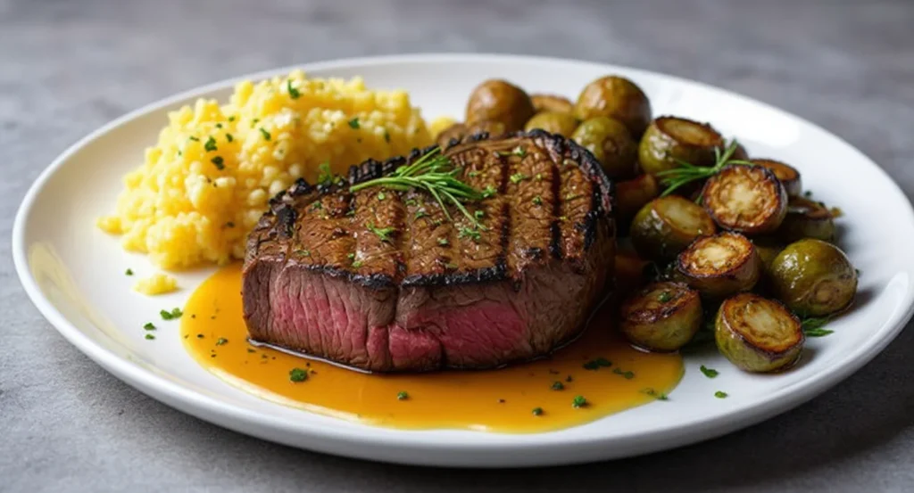 Grilled picanha steak served with mashed potatoes and roasted vegetables – Best Picanha Steak Recipe.