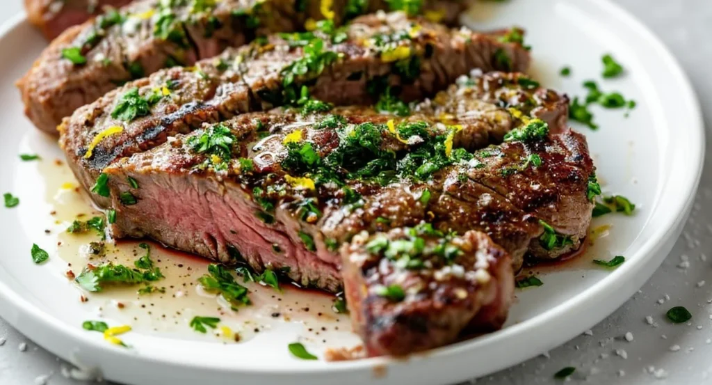 Easy Chuck Eye Steak Recipe with fresh herbs and garlic butter