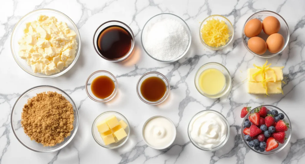 Essential Ingredients for Easy Philadelphia Cheesecake Recipe