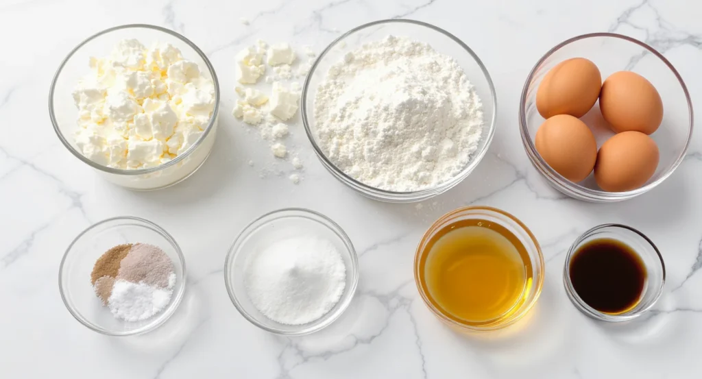 Essential ingredients for An Easy cottage cheese pancakes recipe