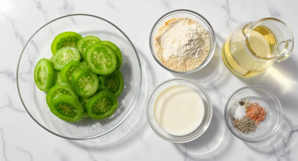 Essential ingredients for Crispy Fried Green Tomatoes Recipe