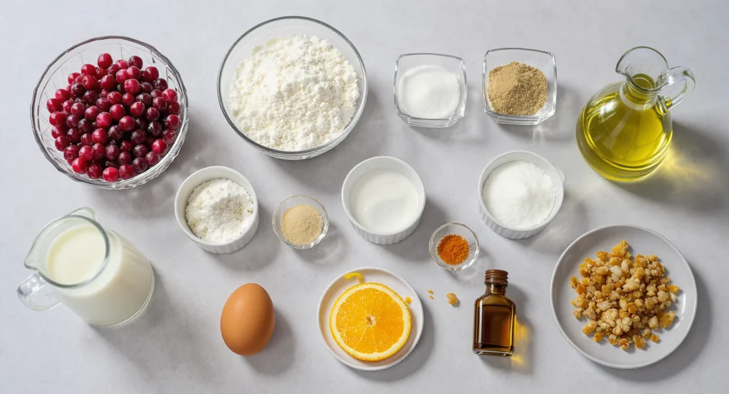 Essential ingredients for Easy Homemade Cranberry Bread Recipe