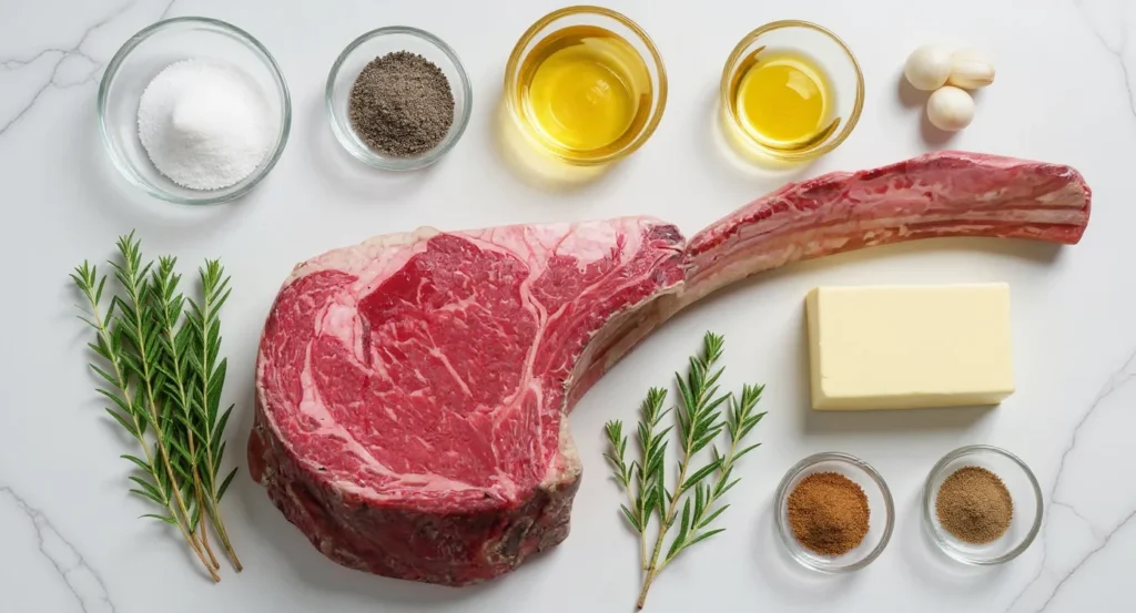 tomahawk steak selection Essential ingredients for Juicy Grilled Tomahawk Steak Recipe