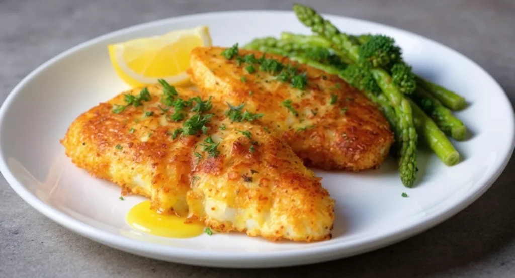 Air Fryer Tilapia Fillets Recipe with crispy golden crust and vegetables
