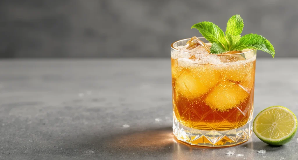 authentic mai tai Refreshing Authentic Mai Tai Recipe cocktail with citrus and mint leaves.
