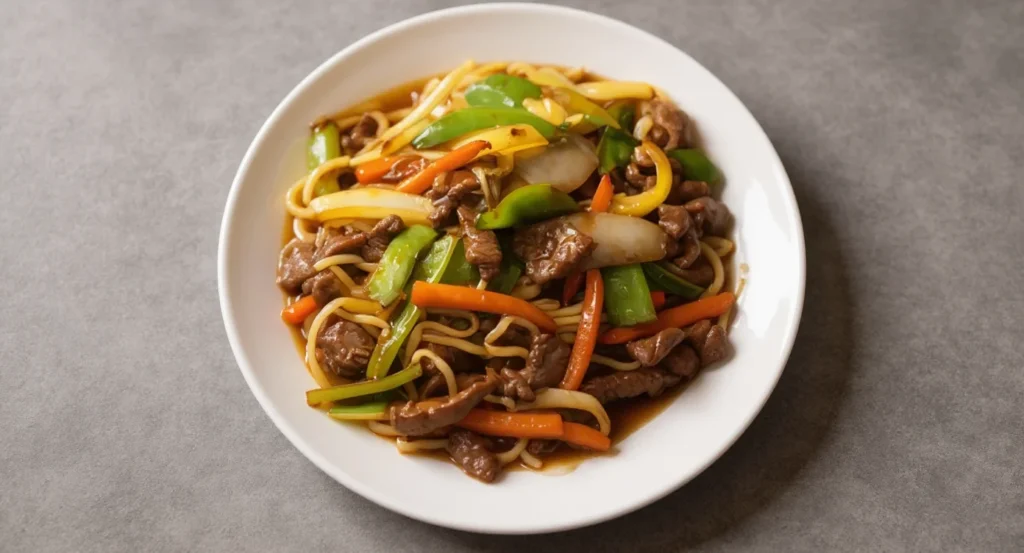 Beef Chop Suey Recipe with noodles, tender beef, and colorful vegetables