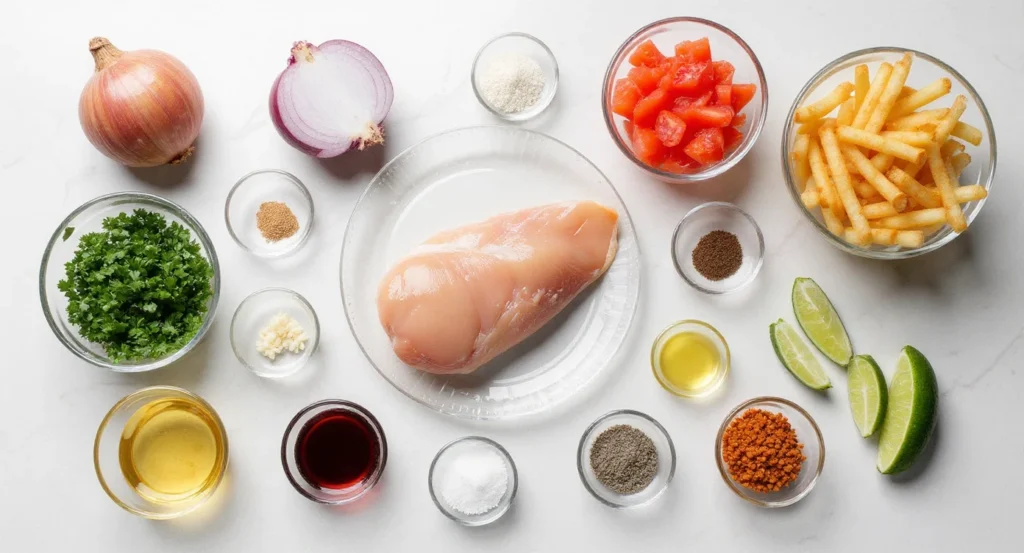 lomo saltado with chicken Essential ingredients for Chicken Lomo Saltado Recipe