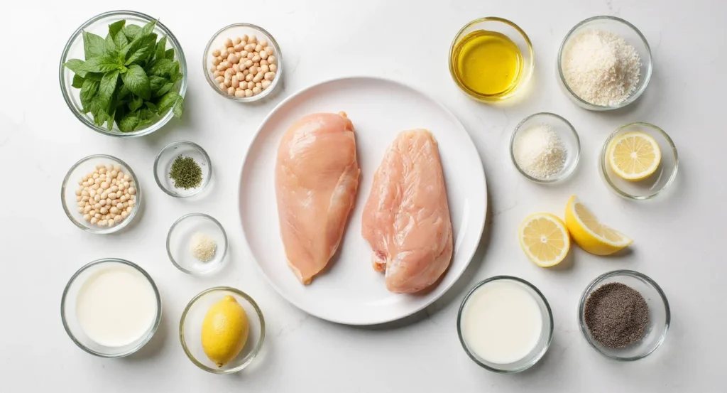 Essential ingredients for Creamy Pesto Chicken Recipe