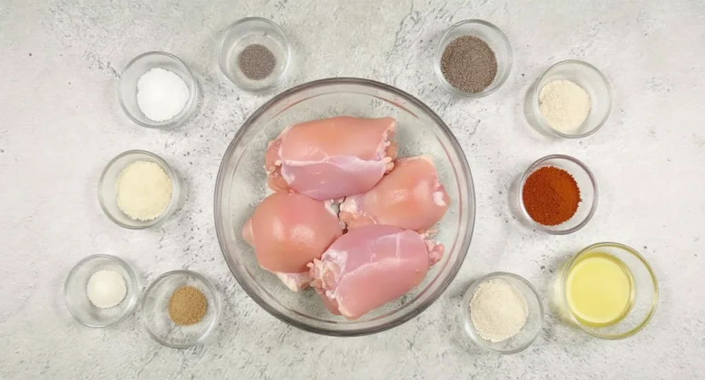 Essential ingredients for Crispy Chicken Thighs In Air Fryer