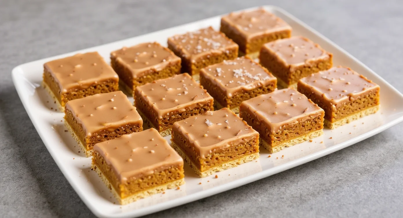 Healthy Pumpkin Bars Recipe with creamy glaze served on a white plate