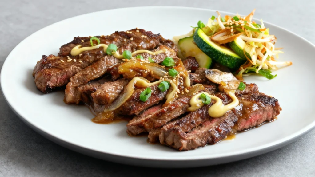Delicious Japanese Hibachi Steak Recipe featuring tender steak and colorful stir-fried vegetables.