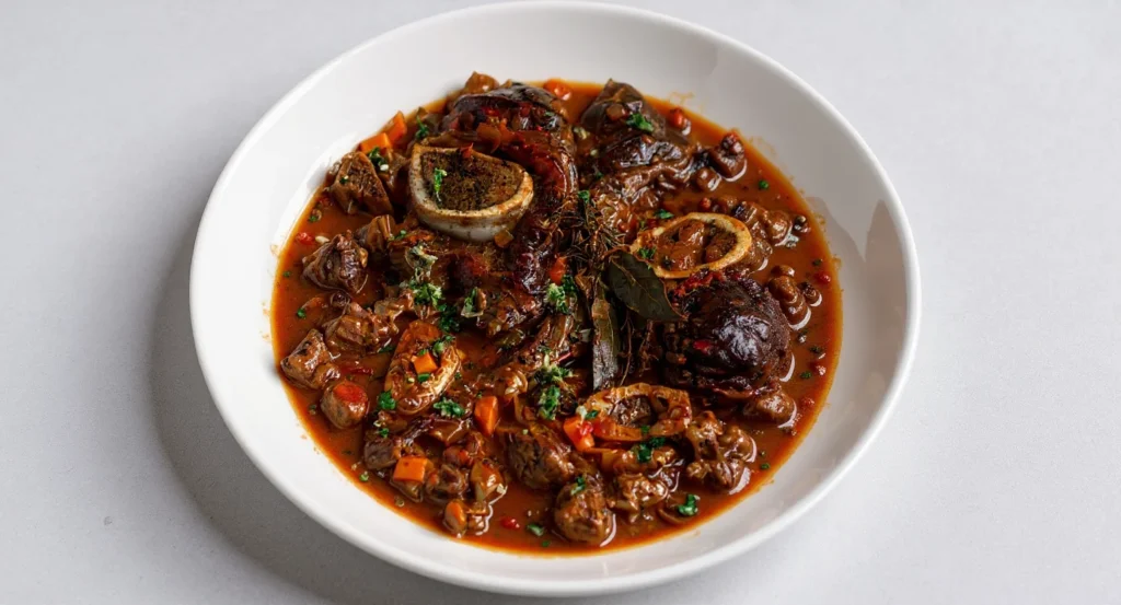 Authentic Italian Osso Buco Recipe with tender veal shanks, vegetables, and aromatic herbs in tomato sauce