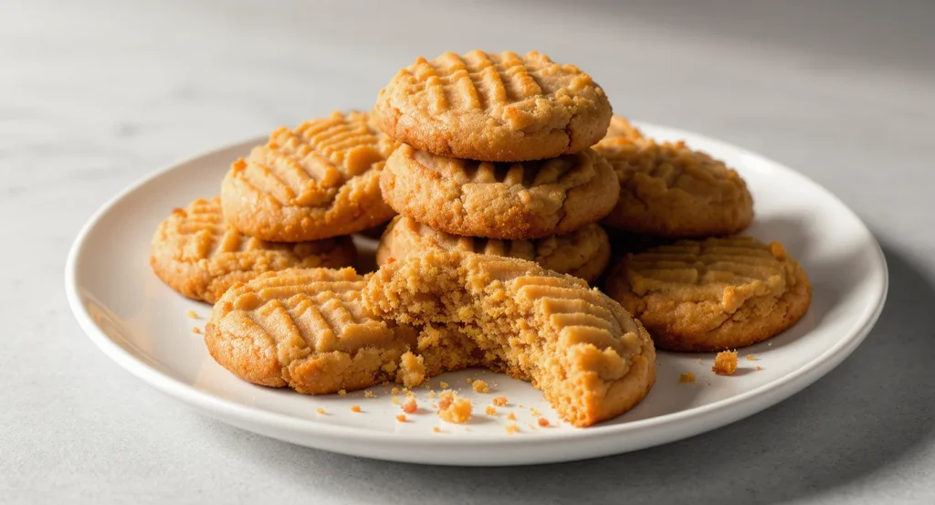 Delicious 3 ingredient peanut butter cookies with caramel filling on a plate