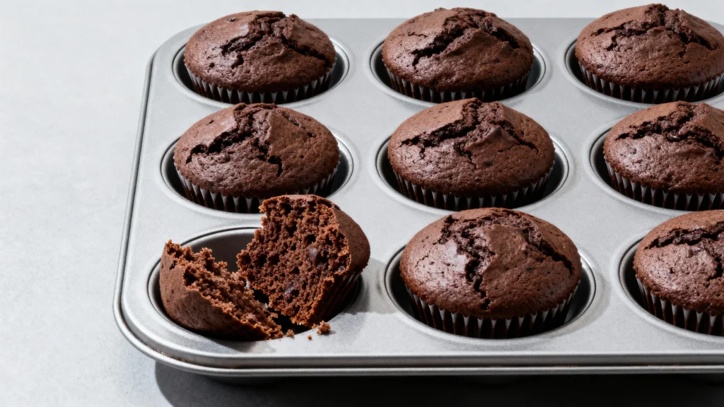 Soft and rich treats made with the Olympics Chocolate Muffins Recipe in a baking pan.