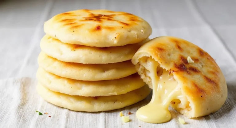Homemade cheese pupusas recipe with melted cheese filling